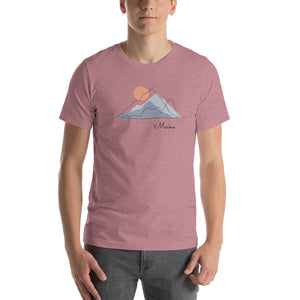 Short-Sleeve Unisex T-Shirt with Mountain and Maine Print