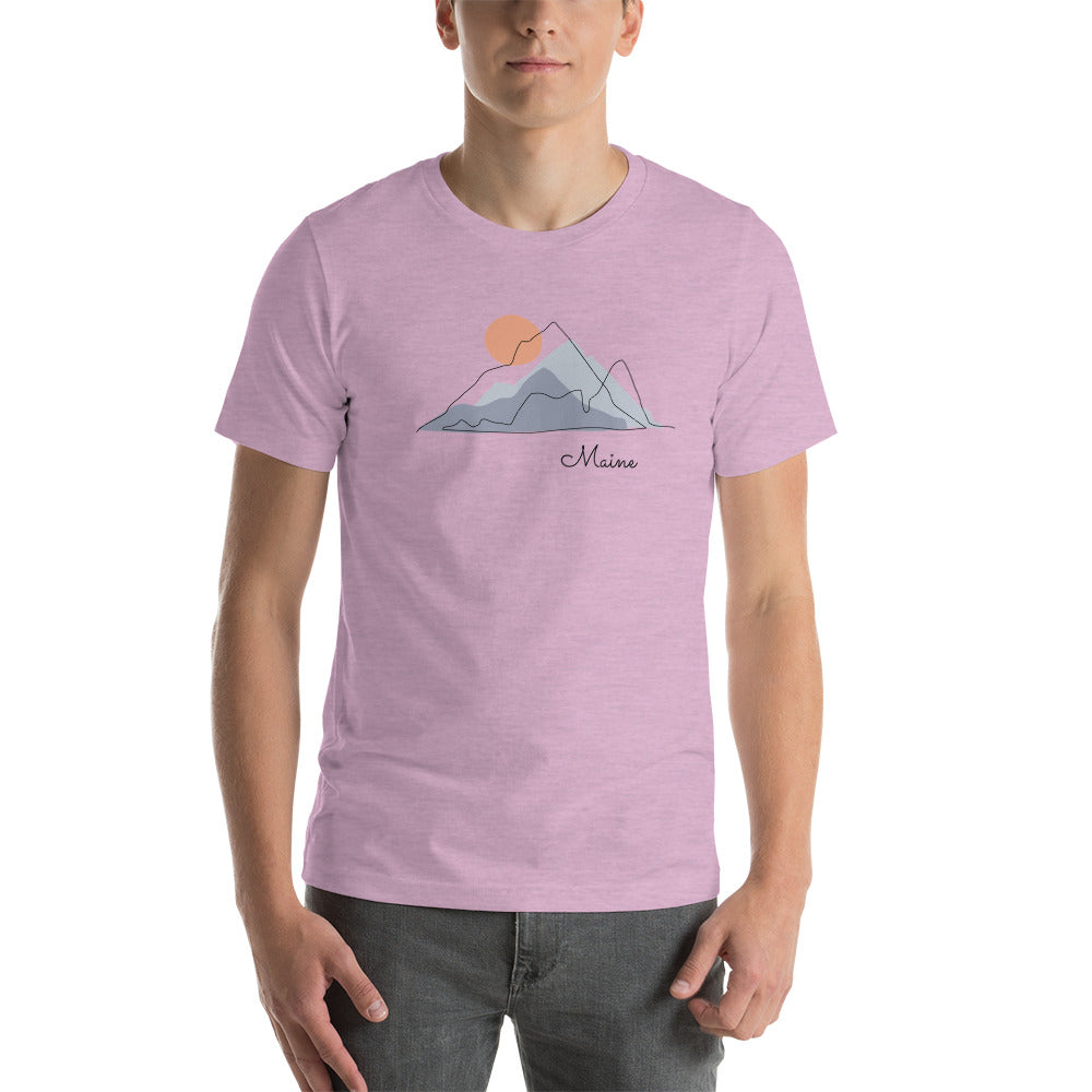Short-Sleeve Unisex T-Shirt with Mountain and Maine Print