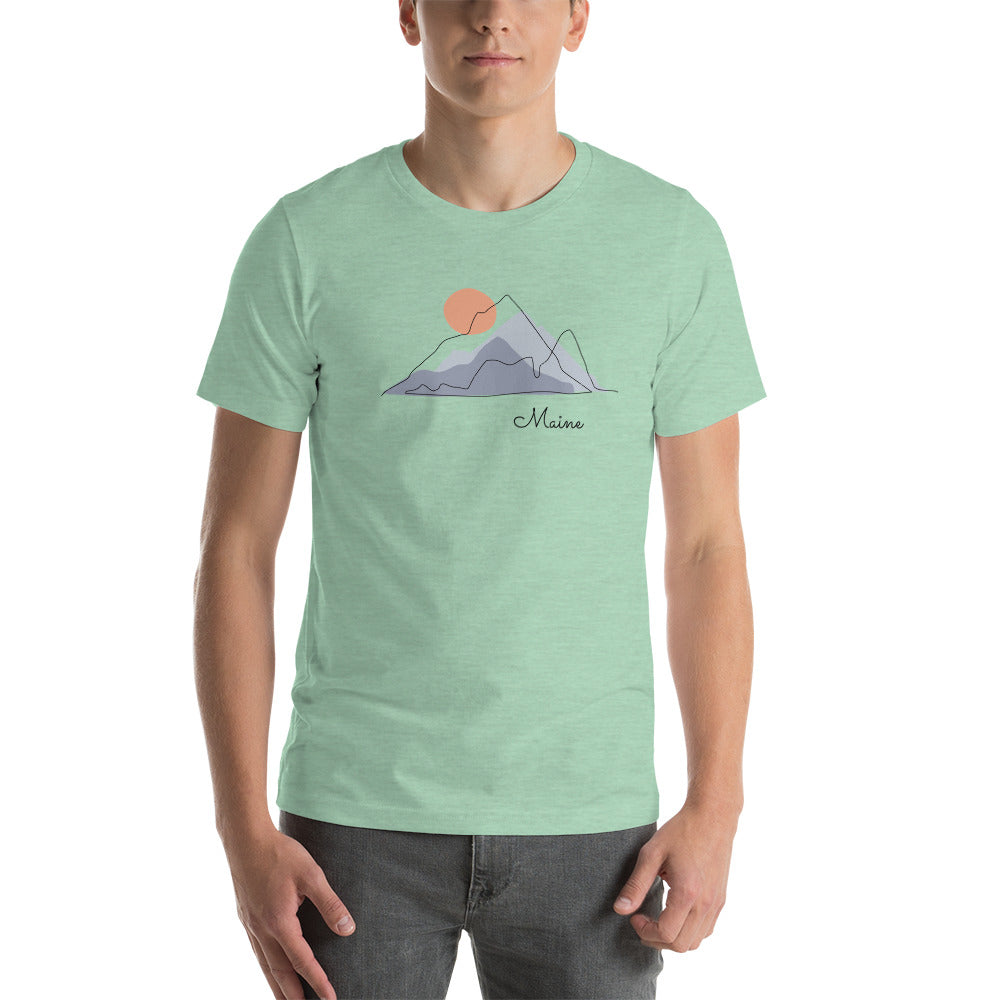 Short-Sleeve Unisex T-Shirt with Mountain and Maine Print