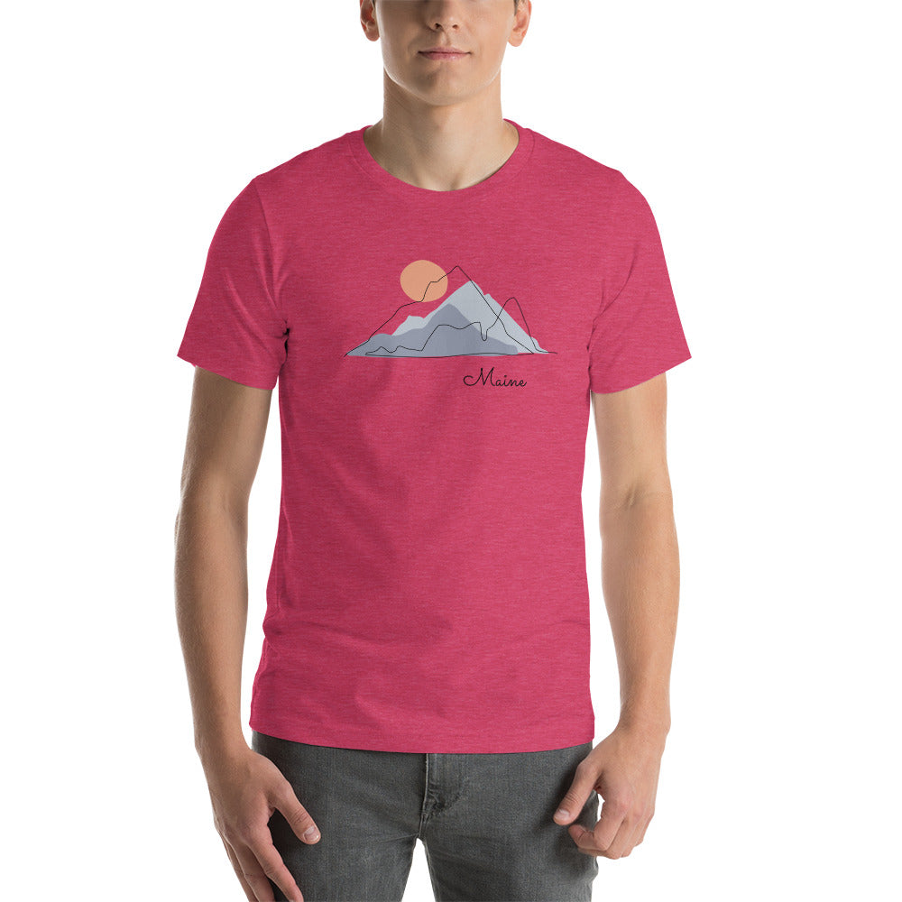 Short-Sleeve Unisex T-Shirt with Mountain and Maine Print