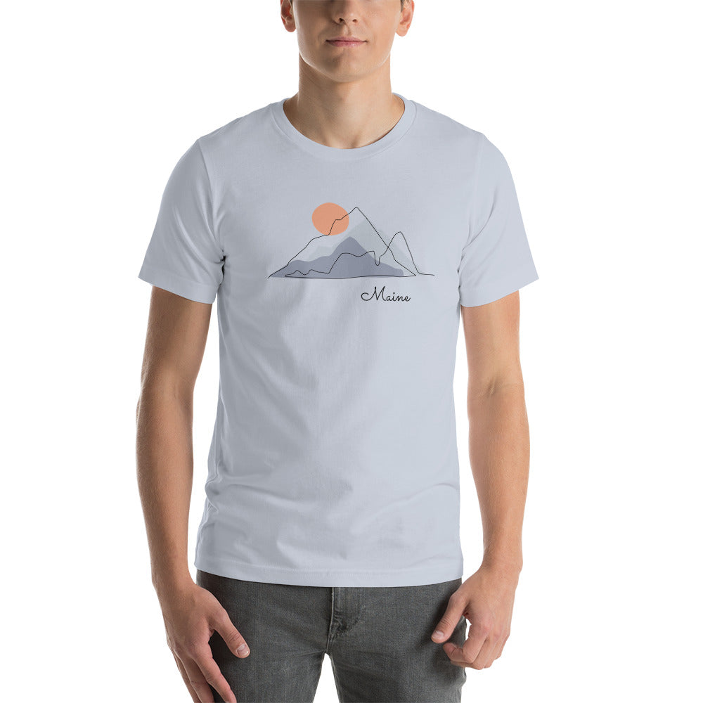 Short-Sleeve Unisex T-Shirt with Mountain and Maine Print