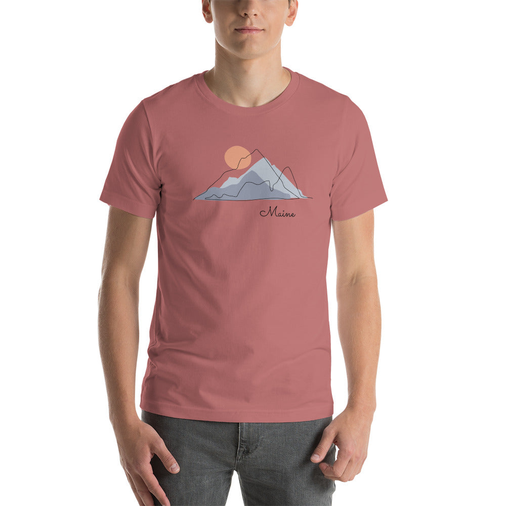 Short-Sleeve Unisex T-Shirt with Mountain and Maine Print