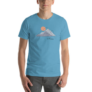 Short-Sleeve Unisex T-Shirt with Mountain and Maine Print